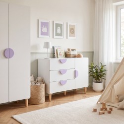 Armário Infantil Mobili Rebecca Elyra 77x100x40 cm MDF Pinho Branco Roxo