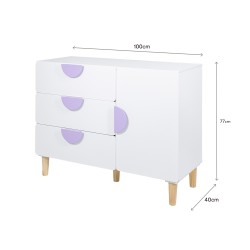 Armário Infantil Mobili Rebecca Elyra 77x100x40 cm MDF Pinho Branco Roxo