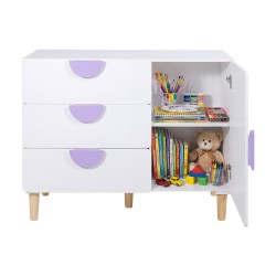 Armário Infantil Mobili Rebecca Elyra 77x100x40 cm MDF Pinho Branco Roxo