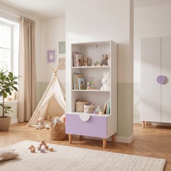 Bibliothèque pour Enfants Mobili Rebecca Melia 143x60x48 cm MDF Pin Blanc Violet