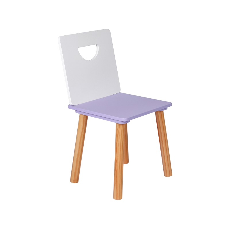 Cadeira Infantis Mobili Rebecca Lunia 60x33x35 cm MDF Pinho Branco Roxo