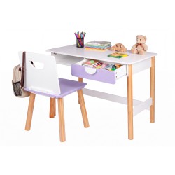 Cadeira Infantis Mobili Rebecca Lunia 60x33x35 cm MDF Pinho Branco Roxo
