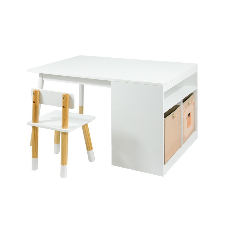 Kindertafel en Stoelen Mobili Rebecca Lino 53x90x60 cm MDF Grenen Wit