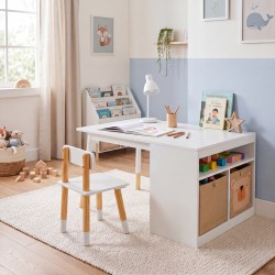 Kindertafel en Stoelen Mobili Rebecca Lino 53x90x60 cm MDF Grenen Wit