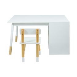 Kindertafel en Stoelen Mobili Rebecca Lino 53x90x60 cm MDF Grenen Wit