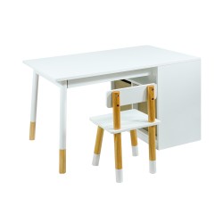 Kindertafel en Stoelen Mobili Rebecca Lino 53x90x60 cm MDF Grenen Wit