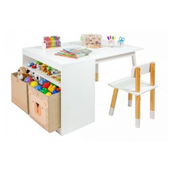 Kindertafel en Stoelen Mobili Rebecca Lino 53x90x60 cm MDF Grenen Wit