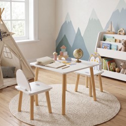 Kindertafel en Stoelen Mobili Rebecca Piko 43,5x55x55 cm MDF Grenen Wit