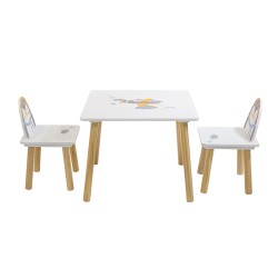 Kindertafel en Stoelen Mobili Rebecca Piko 43,5x55x55 cm MDF Grenen Wit