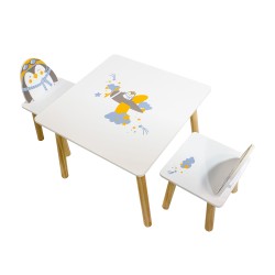 Kindertafel en Stoelen Mobili Rebecca Piko 43,5x55x55 cm MDF Grenen Wit