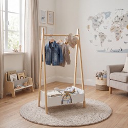 Cabide Infantil Mobili Rebecca Nuki 120x60x35 cm MDF Pinho Branco