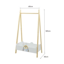 Cabide Infantil Mobili Rebecca Nuki 120x60x35 cm MDF Pinho Branco