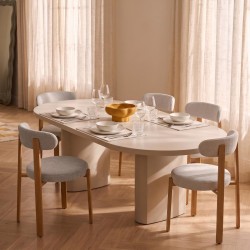 2er-Set Wohnzimmerstühle Mobili Rebecca Eidan 80x51x55 cm Polyester Stahl Beige